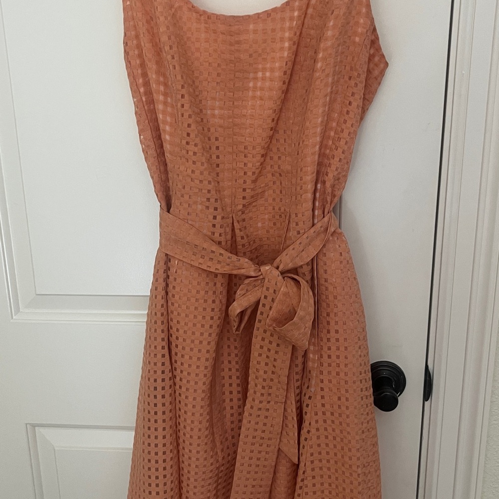 Anne Klein Peach Sleeveless Scoop Neck Midi